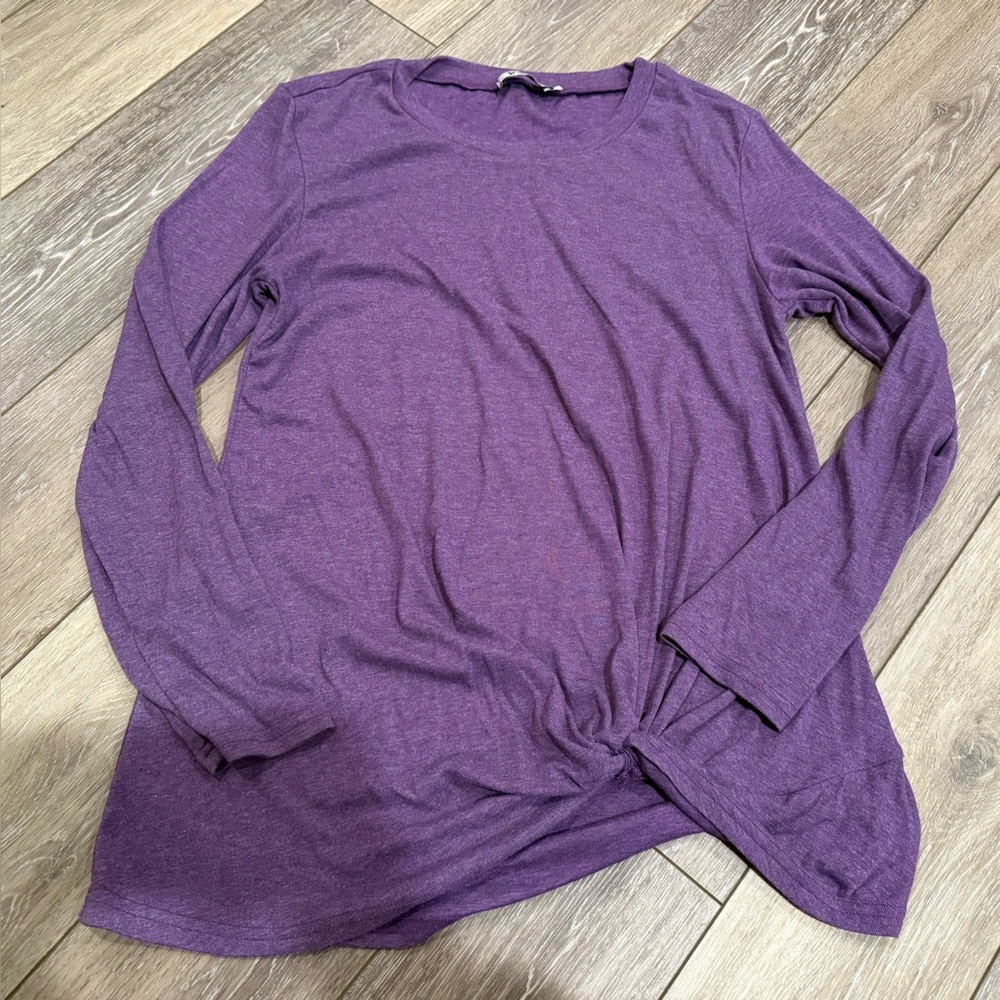 Women’s Purple Knot Front Long Sleeve Tee